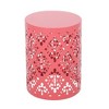 Modern Iron Patio Side Table with Floral Cut Design, Cylindrical Outdoor End Table, Iron-cut Outdoor End Table for Patio -Christopher Knight Home - 3 of 4