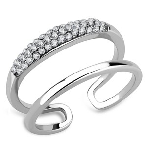 Slickblue Trendy Polished Stainless Steel Cuff Ring with Clear CZ - Perfect for Everyday Wear, Size 5-10 - 1 of 4