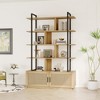 GustoWave Rattan Bookshelf,71.1 Inch Tall Industrial Bookcase with Storage Door,5 Shelf Bookcase with Metal Frame for Living Room - 4 of 4