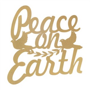 HomeRoots 16" X 14" Gold Metal Peace On Earth Metal Text Wall Decor - 1 of 4