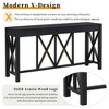 Lyngins 60" Acacia Veneer Console Table with 4 Drawers + Open Bottom Storage, Modern Entryway Table with Solid Acacia X-Legs, Farmhouse Sofa Table - 4 of 4