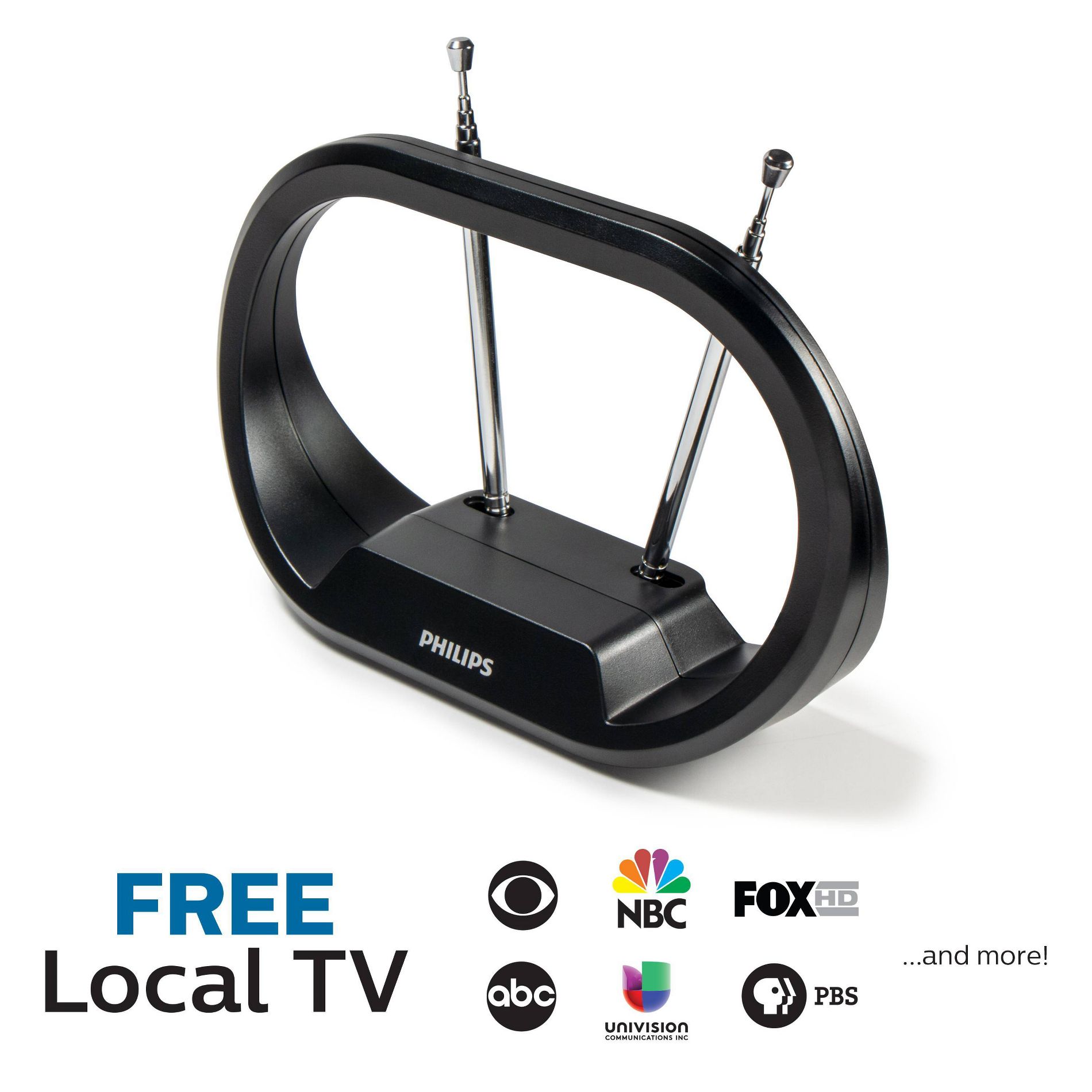 Philips Modern HD Passive Antenna - Black: Semi-Directional Set-Top Mount