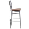Emma and Oliver 2 Pack Silver Slat Back Metal Restaurant Barstool - 4 of 4