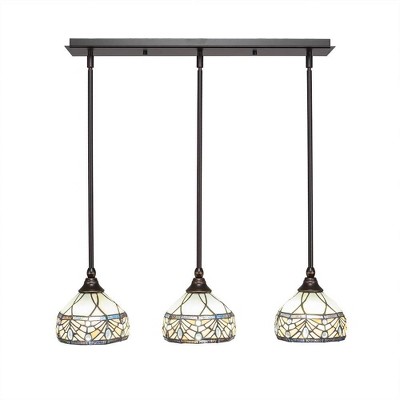 Toltec Lighting Any 3 - Light Chandelier in  Dark Granite with 7" Royal Merlot Art Glass Shade