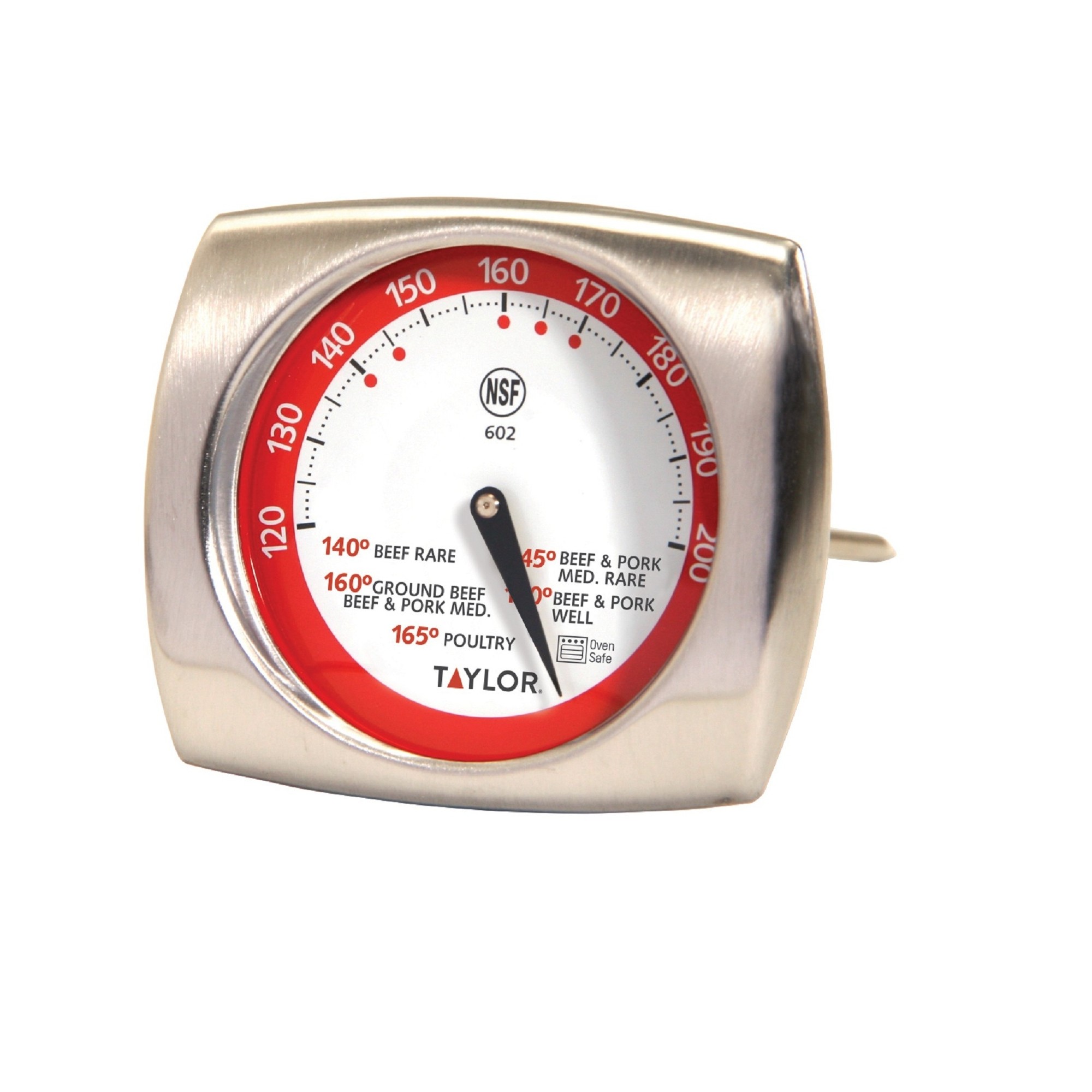 Taylor Gourmet Stainless Steel Leave-in Meat Thermometer, Silver