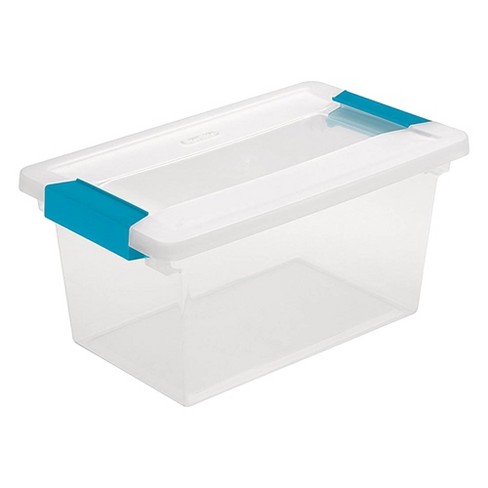  Sterilite Deep Clip Box, Stackable Small Storage Bin with Latching  Lid, Plastic Container to Organize Paper, Office, Home, Clear Base and Lid,  12-Pack