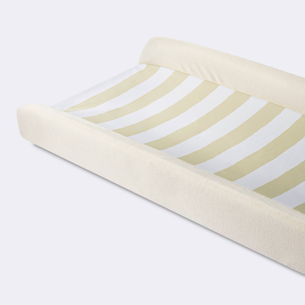 Photos - Changing Table Wipeable Changing Pad Cover - Khaki Stripes - Cloud Island™