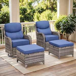 Gymojoy Outdoor Patio Swivel Chairs Glider Chair Set with 6" Thick Cushions Glider Chairs and Ottoman for Garden - 1 of 4