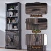 Farmhouse Bookshelf with Storage Cabinet, 72" Tall Bookcase with Drawer and Barn Door for Office Library, Living Room - 2 of 4