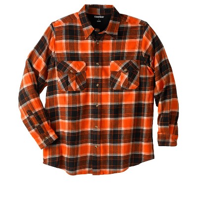 Kingsize Men's Big & Tall Plaid Flannel Shirt - Tall - L, Burnt Orange ...