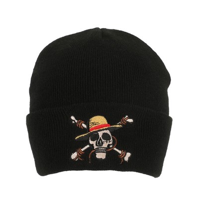 One Piece Straw Hat Pirates Skull & Crossbones Logo Black Cuff Beanie