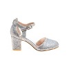 Badgley Mischka Toddler Girls Heel Dress Shoes with Bow Elegant Girls' Pumps, Low Heels, Flower Party, Wedding, Princess - 3 of 4