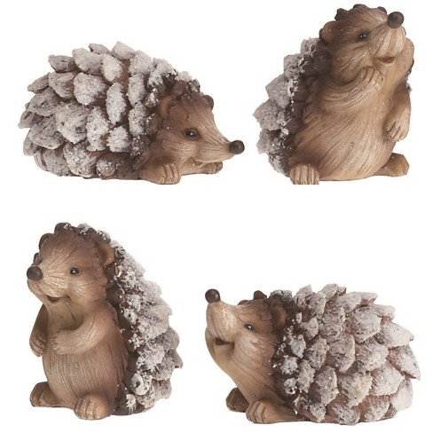 Transpac Rustic Textured Hedgehog Polyresin Tabletop Decoration Set of 4, 3.0H inches - image 1 of 4