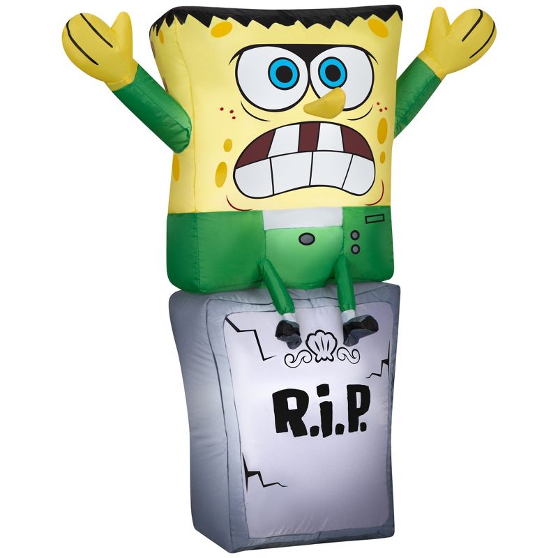Gemmy Airblown Inflatable SpongeBob as Monster on Tombstone Nick, 3 ft Tall, Multi, 1 of 6