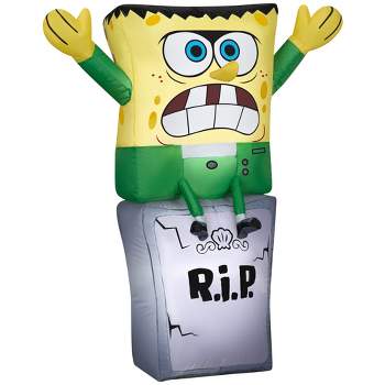 Gemmy Airblown Inflatable SpongeBob as Monster on Tombstone Nick, 3 ft Tall, Multi