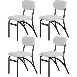 Dining Chair Set of 2, Upholstered Dining Chairs With Black Metal Legs, Farmhouse Kitchen Dining Chairs, Fabric Upholstered Side Chairs - 1 of 4
