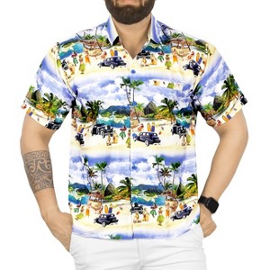 HAPPY BAY Mens Hawaiian Shirts Short Sleeve Button Down Shirt Men's Casual Shirts Holiday Tropical Beach Summer Party Shirts for Men Funny - 1 of 4