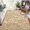 Washable Modern Floral Rug Non Slip Low Pile Rug Soft Contemporary Throw Floor Cover Foldable Indoor Carpet for Living Room Bedroom,Khaki/5'x7' - 3 of 4
