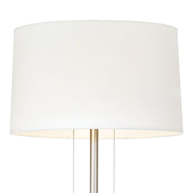 Possini Euro Design Simplicity Modern Floor Lamp 59" Tall Brushed Nickel Silver Off White Tapered Drum Shade for Living Room Bedroom Office House Home, 3 of 10