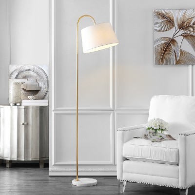 Dacey 68.5" Gold Leaf and White Arc Floor Lamp with Marble Base