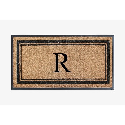 A1HC Natural Rubber Coir Outdoor Doormat 24x48 Monogrammed Anti-Shed Treated Durable Front Door Mat