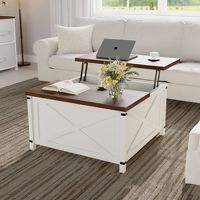 Garvee Farmhouse 31.5 Inch Square Rustic Coffee Table with Lift Top (Brown)