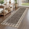 Modern Bordered Plaid Runner Rug 2x6 Ft Soft Thin Washable Hallway Runner with Non-Slip TPR Rubber Backing, Foldable Low Pile Non Shedding Rug - 3 of 4