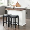 Crosley 42" Bartlett Wood Top Kitchen Island with Upholstered Square Stools White/Black: Shiplap Design, Adjustable Shelves - 4 of 4