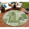 Artichoke Green And Ivory Abstract Washable Indoor Outdoor Area Rug - 2 of 4
