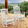 Emma and Oliver Set of 2 All-Weather Poly Resin Faux Wood Rocking Chairs for Porch &Patio - 2 of 4