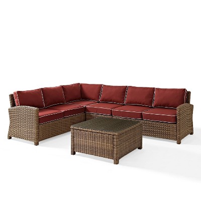 Bradenton 5pc Outdoor Wicker Sectional Set - Sangria - Crosley