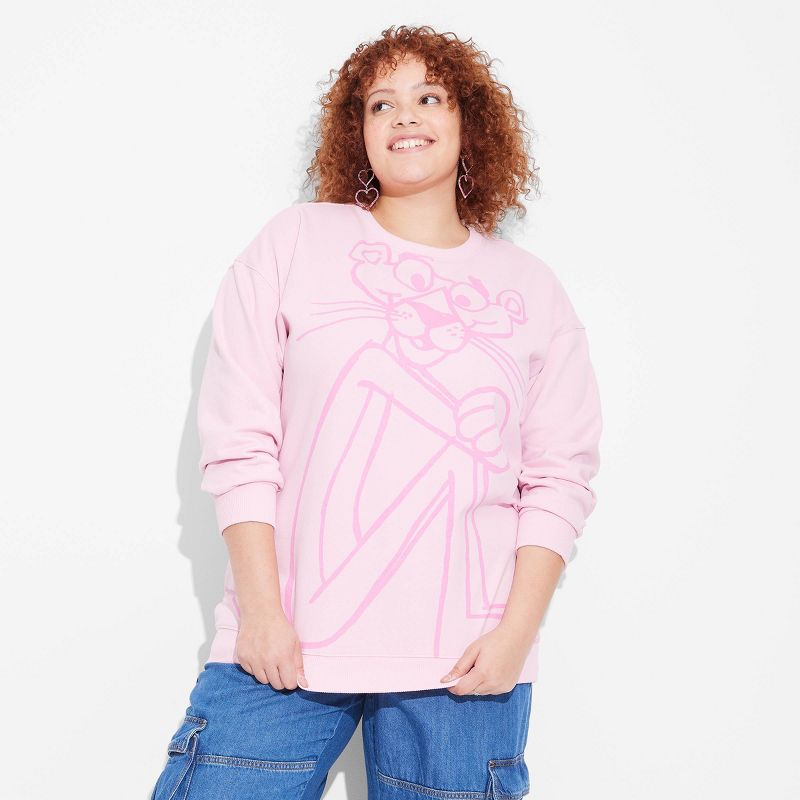 Women's Pink Panther Oversized Graphic Sweatshirt - Pink, 1 of 4