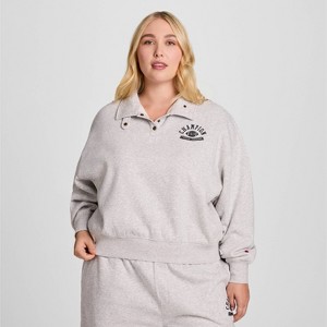 Champion Women's Long Sleeve Fleece 1/4 Snap Cropped Pullover - 1 of 4