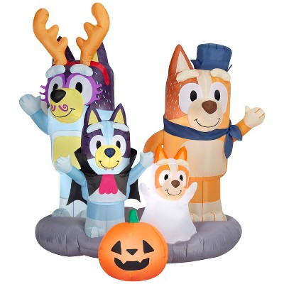 Gemmy Halloween Inflatable Bluey and Family Scene, 5.5 ft Tall, Multi