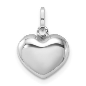 Black Bow Jewelry 14k White Gold Puffed Heart Pendant, 12mm - 1 of 4