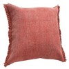 HomeRoots 20" Dusty Rose Cotton Throw Pillow with Fringe - 4 of 4