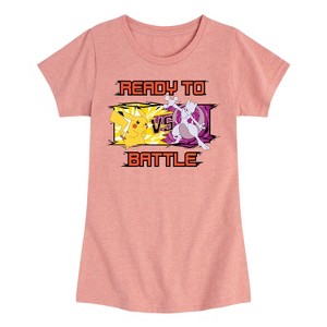 Girls' - Pokémon - Pikachu Mewtwo Battle Fitted Short Sleeve Graphic T-Shirt - 1 of 4