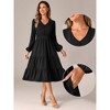 INSPIRE CHIC Women's V Neck Lantern Sleeve Ruffle Flowy A-Line Elegant Midi Dress - 2 of 4