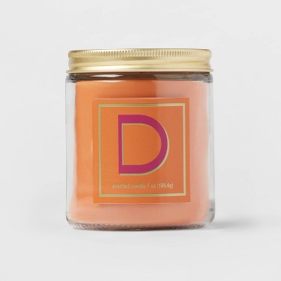 7oz Scented Monogram Letter 'D' Candle with Gold Matte Lid Orange - Opalhouse™