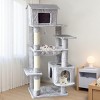 TopComfy Pet Tower Multi Level Cat Tree Unique House Design Soft Hammock Durable Scratching Posts Plush Tower for Cats, Gray, 21.7"*18.1"*64" - 2 of 4
