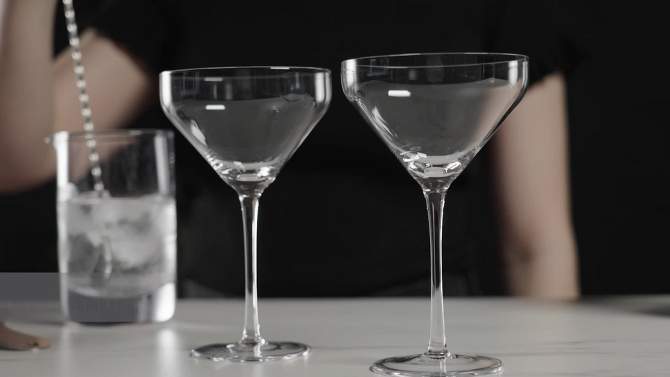 Viski Angled Martini Glasses, Set of 2, Holds 9 oz, Lead-Free Crystal, Stemmed Cocktail Barware, 2 of 8, play video
