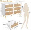 6 Drawer Dresser for Bedroom, Rattan Chest of Drawers w/ Deep Drawers Large Modern Double Dresser for Closet w/ Wide Top Horizontal Wooden Dresser - 2 of 4