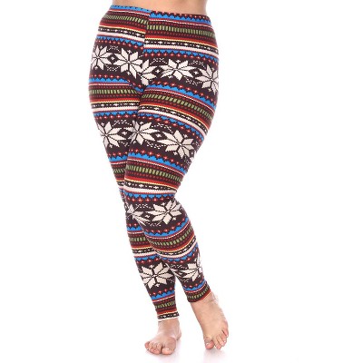 Women's Plus Size Printed Leggings - One Size Fits Most Plus - White Mark