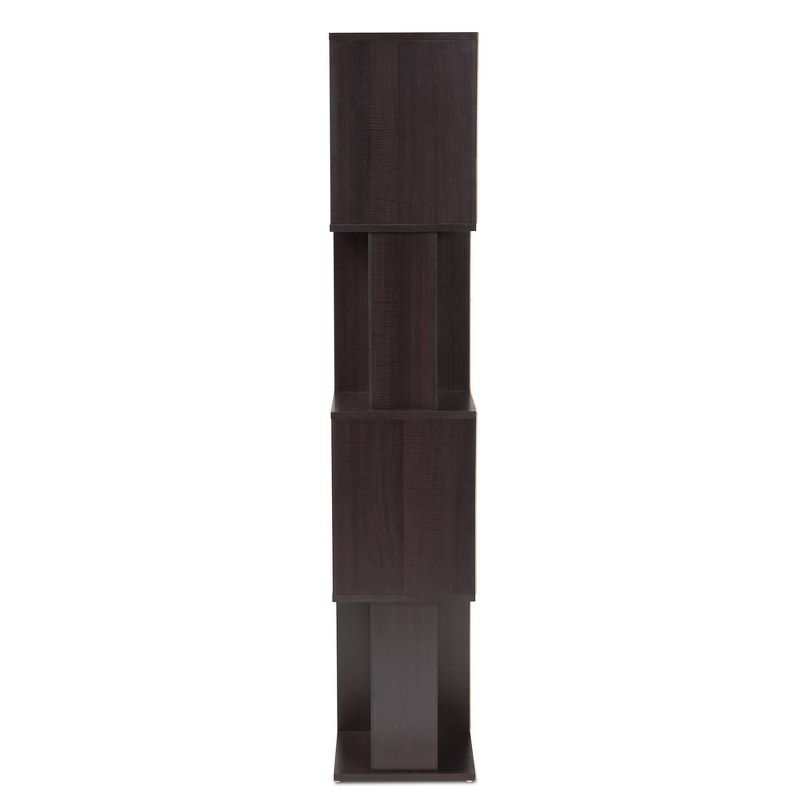 61.42&#34; Riva Geometric Wood Bookshelf Dark Brown - Baxton Studio, 4 of 8