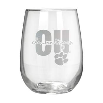 NCAA Clemson Tigers The Vino Stemless 17oz Wine Glass - Clear
