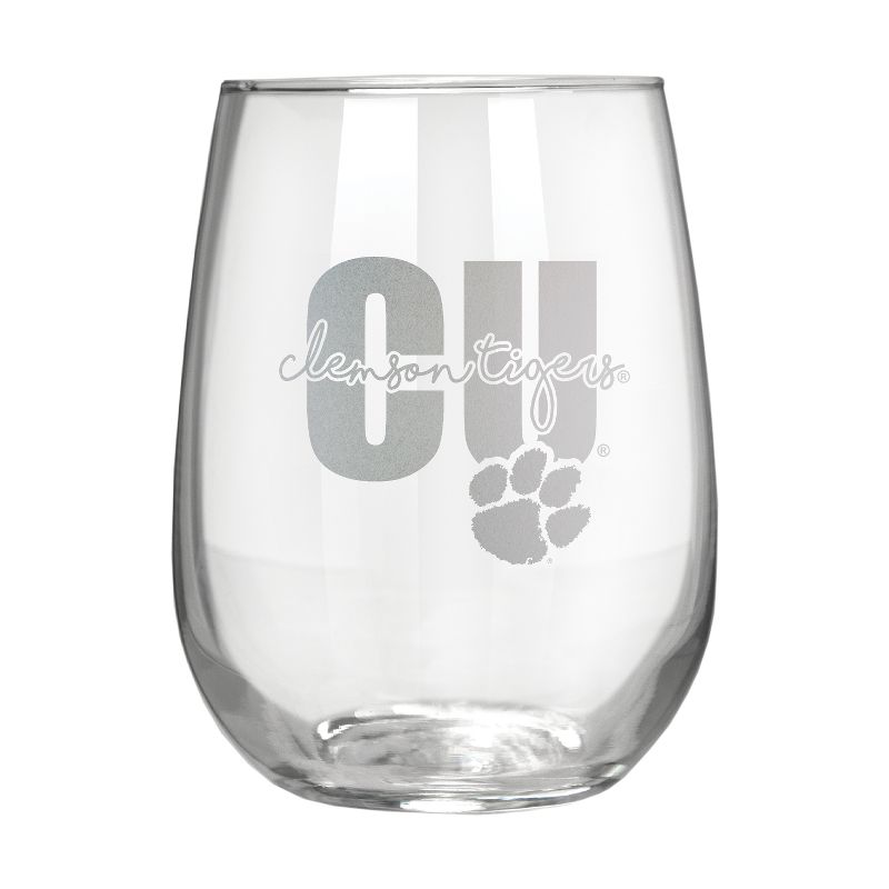 NCAA Clemson Tigers The Vino Stemless 17oz Wine Glass - Clear, 1 of 2
