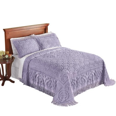 Collections Etc Elegant Victoria Plush Chenille Bedspread with Fringe Border and Ring Design