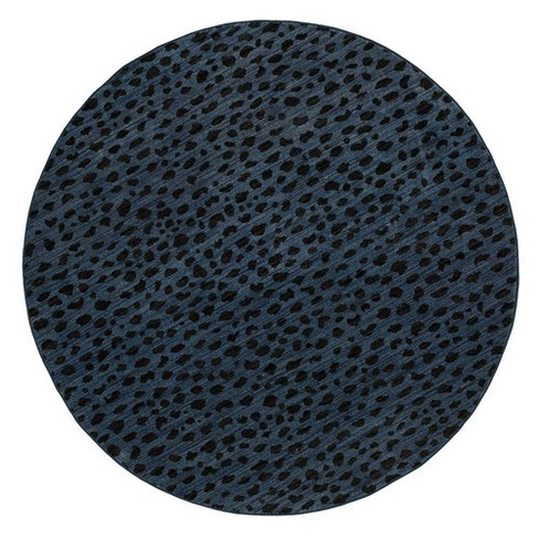 8' Round Daffodil Leopard Print Woven Rug Blue - Threshold™