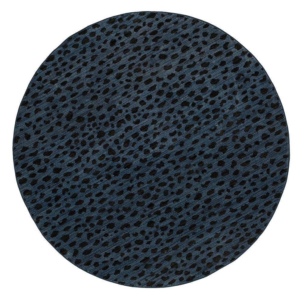 8' Round Daffodil Leopard Print Woven Rug Blue - Opalhouse™