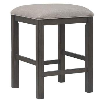Besthom Shades of Gray 24 in. Gray Contemporary Backless Wood Frame Bar Stool with Upholstered Seat